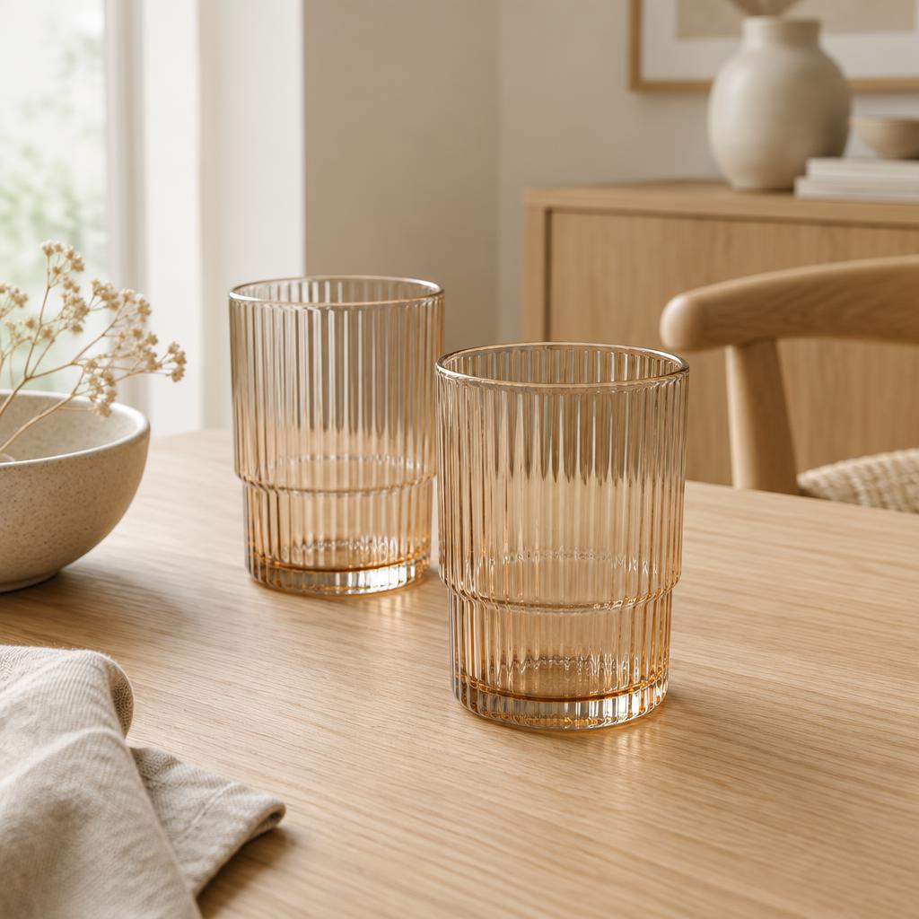 Ribbed glassware
